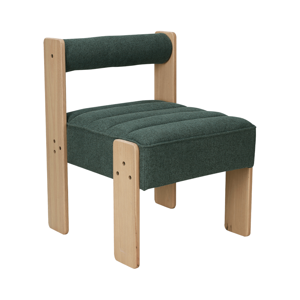 Silla de comedor de madera de goma de tela