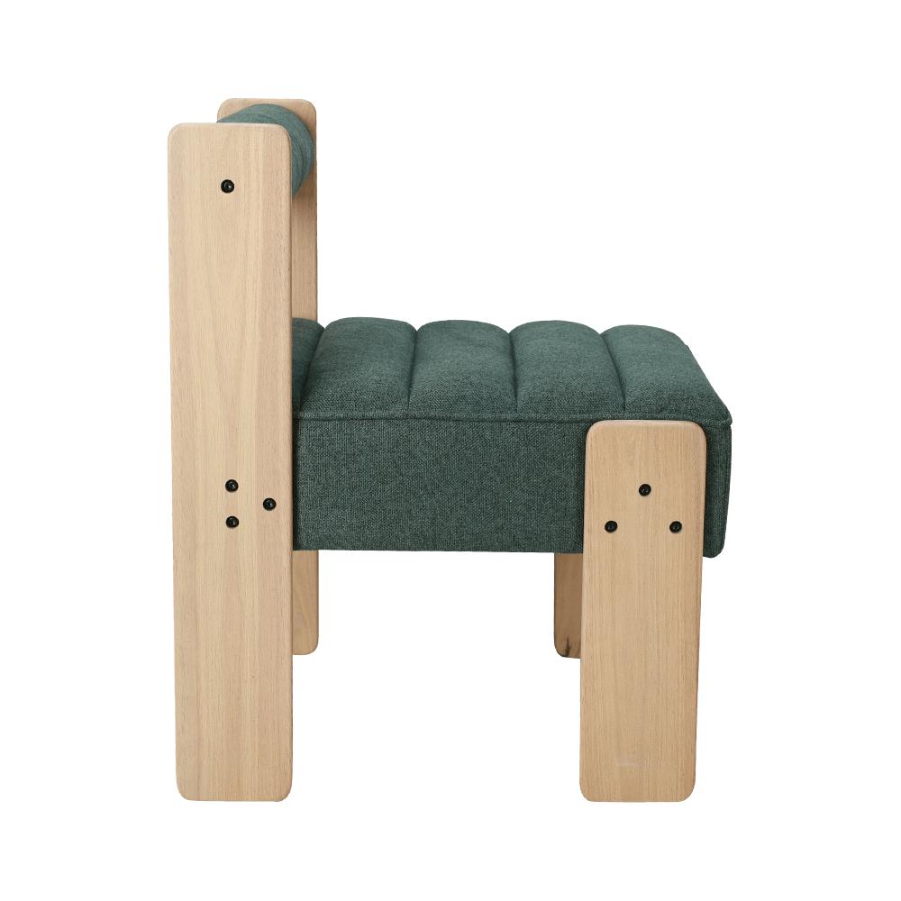 Silla de comedor de madera de goma de tela