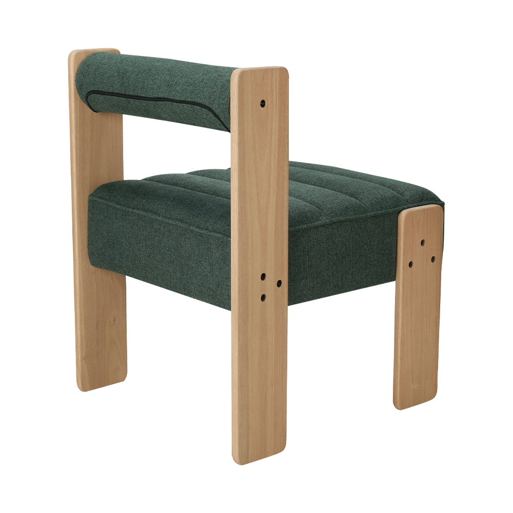 Silla de comedor de madera de goma de tela