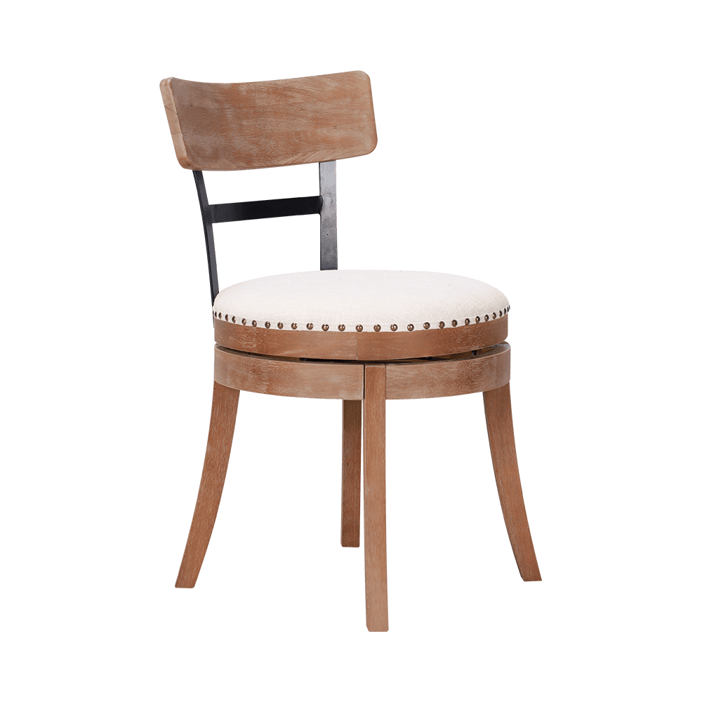 Silla de comedor de madera maciza de cojín redondo