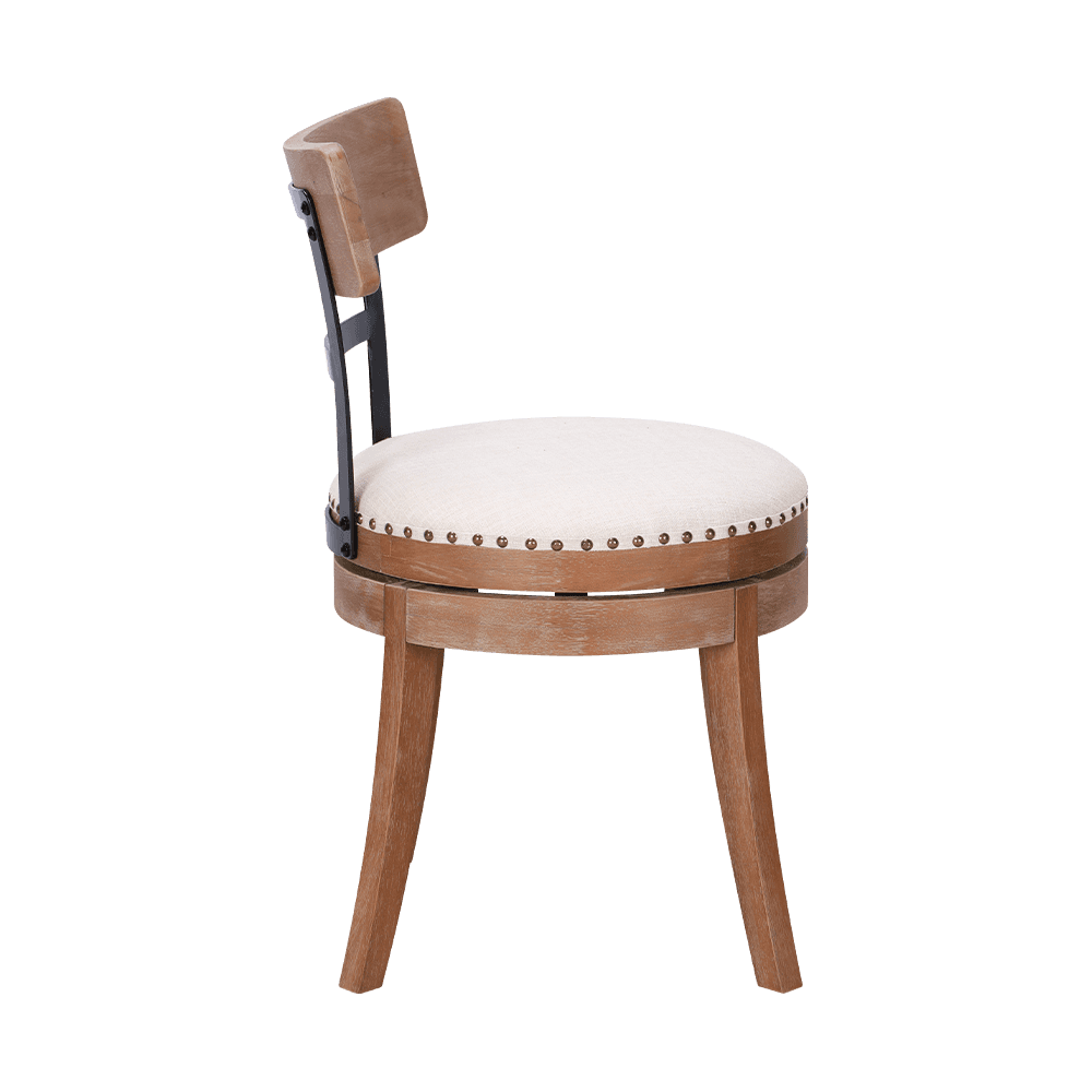 Silla de comedor de madera maciza de cojín redondo