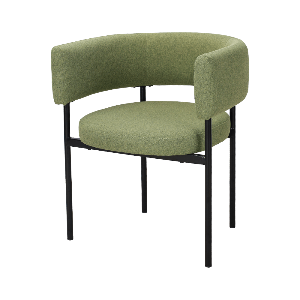 Silla de comedor de pierna de metal verde ácido
