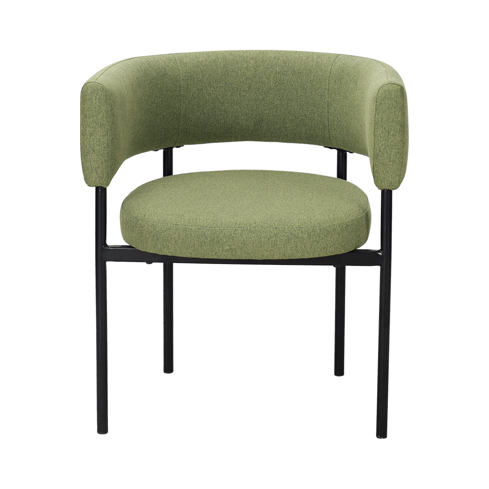 Silla de comedor de pierna de metal verde ácido