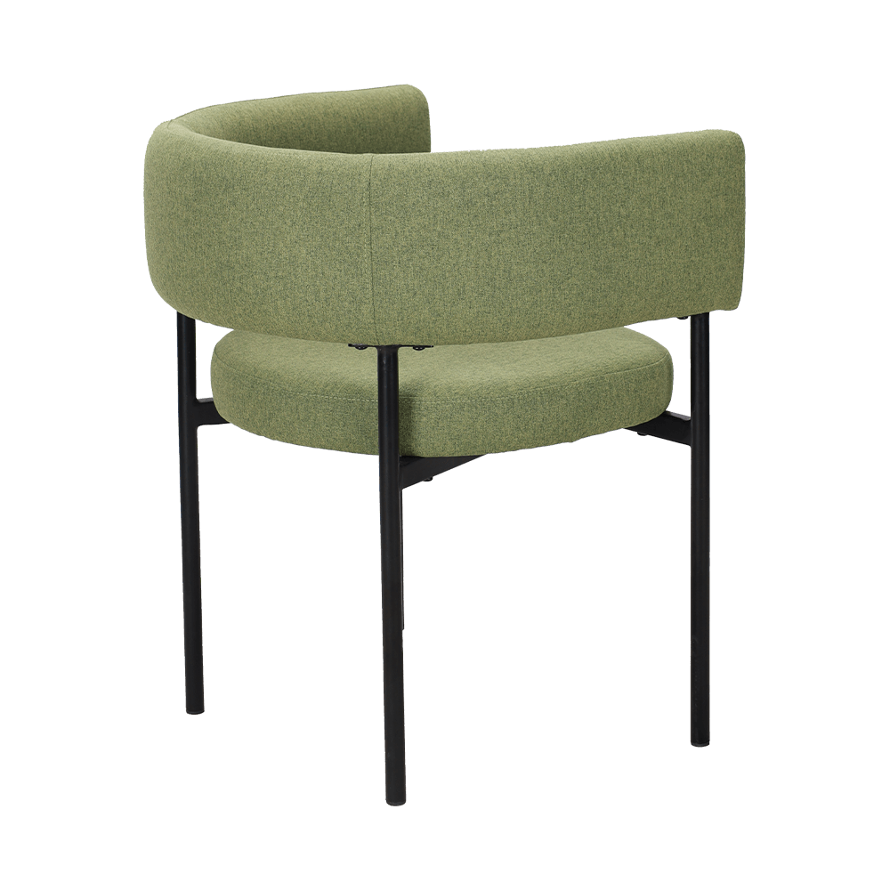 Silla de comedor de pierna de metal verde ácido