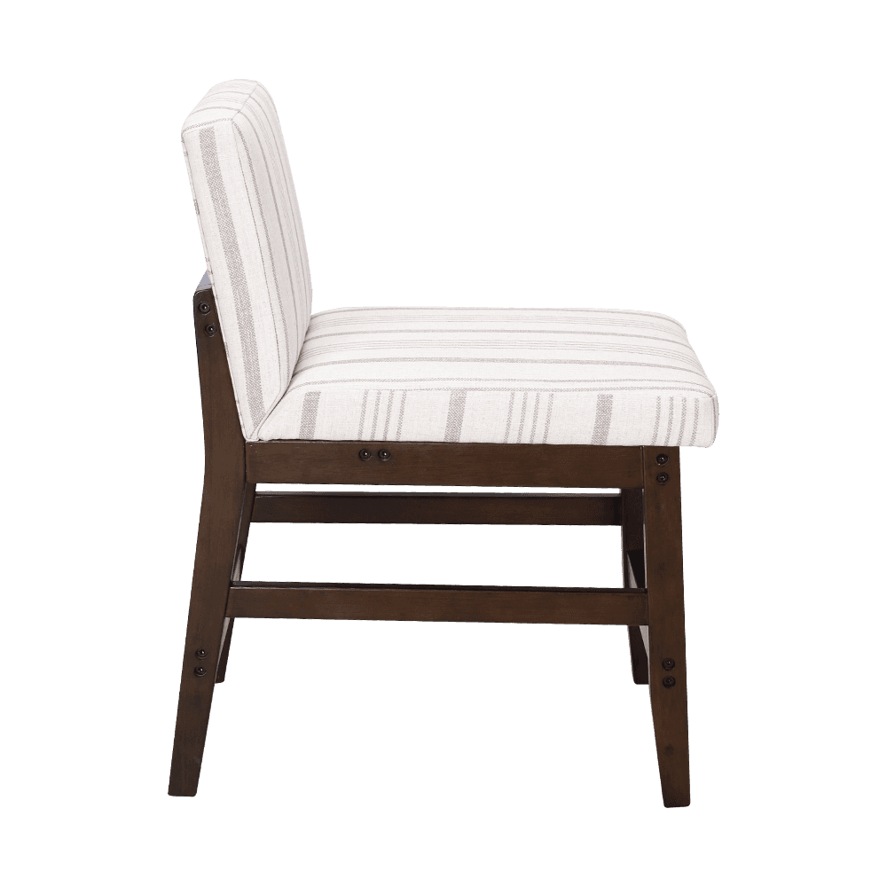 Tela rayada silla de comedor de madera maciza
