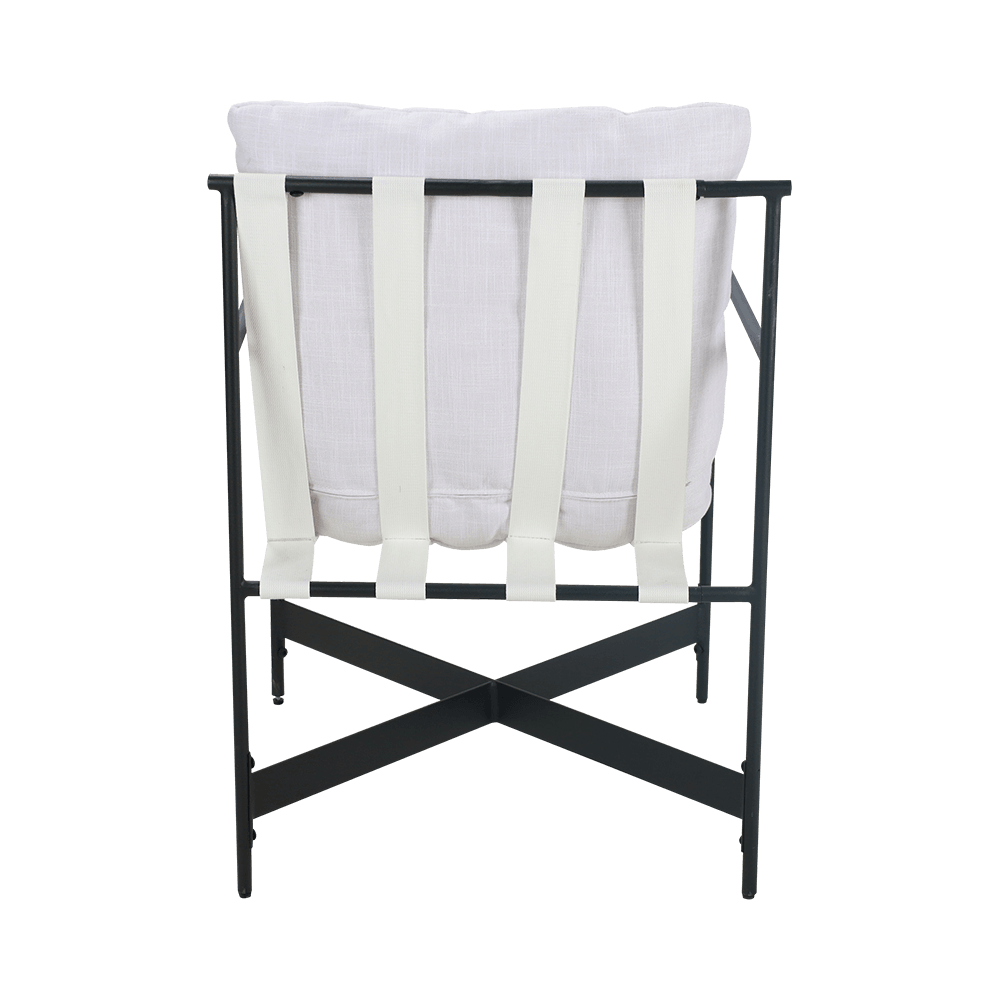 Silla de comedor de madera de goma de tela blanca