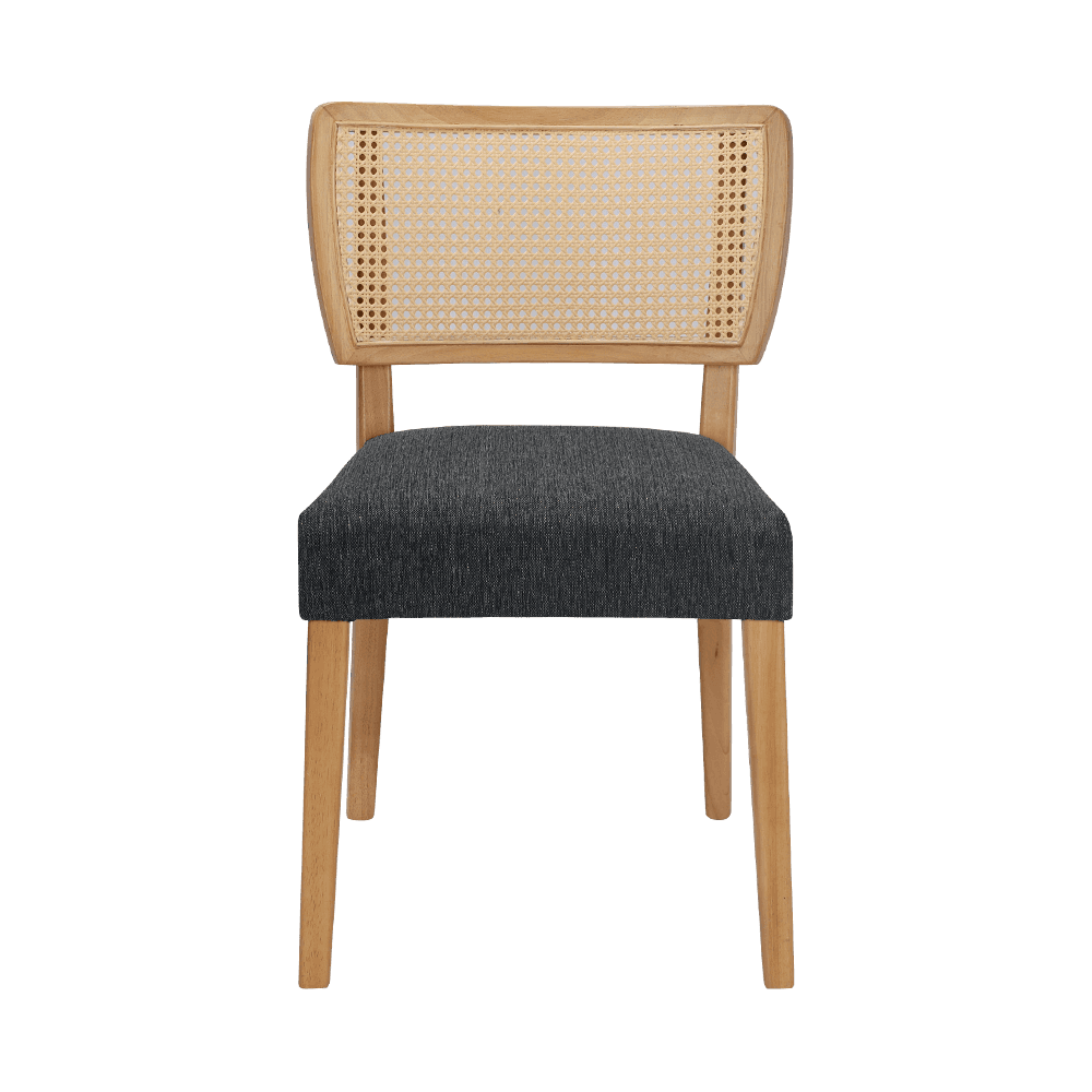 Silla de comedor de madera gris con respaldo