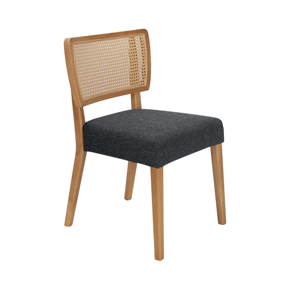 Silla de comedor de madera gris con respaldo