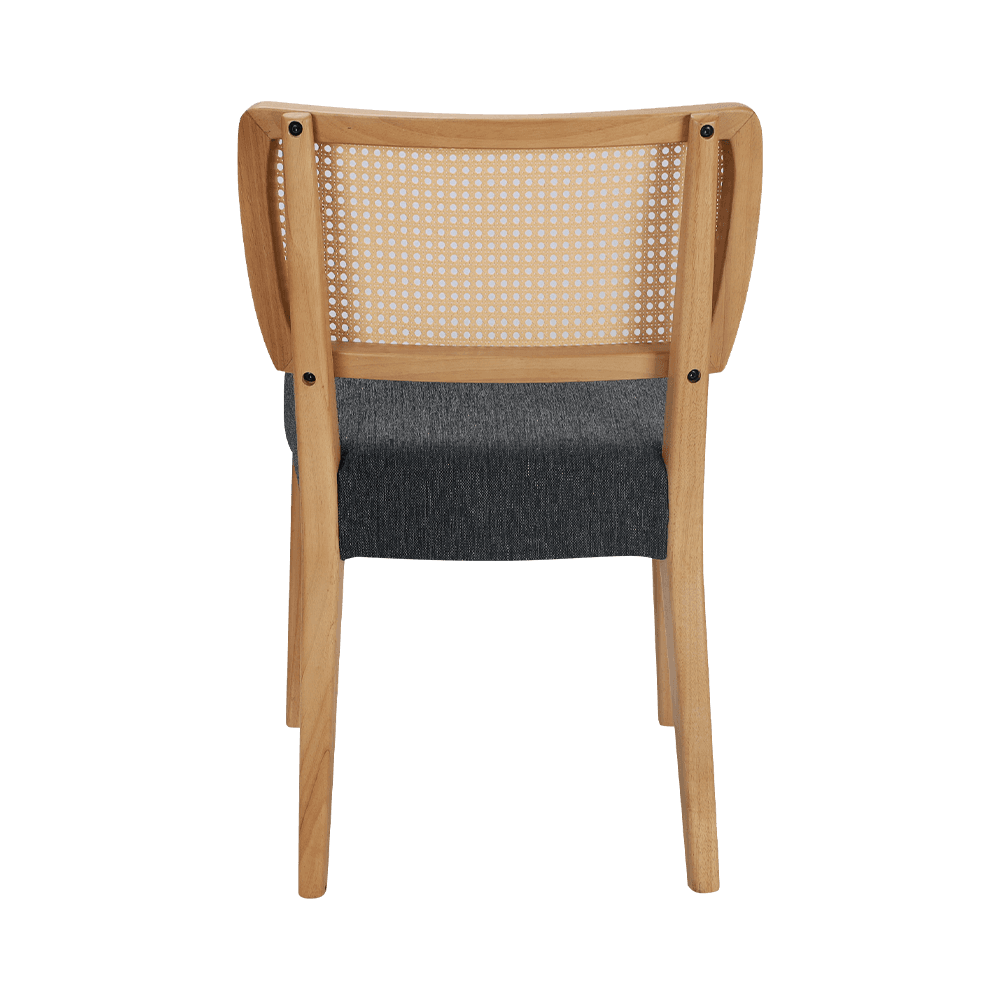 Silla de comedor de madera gris con respaldo
