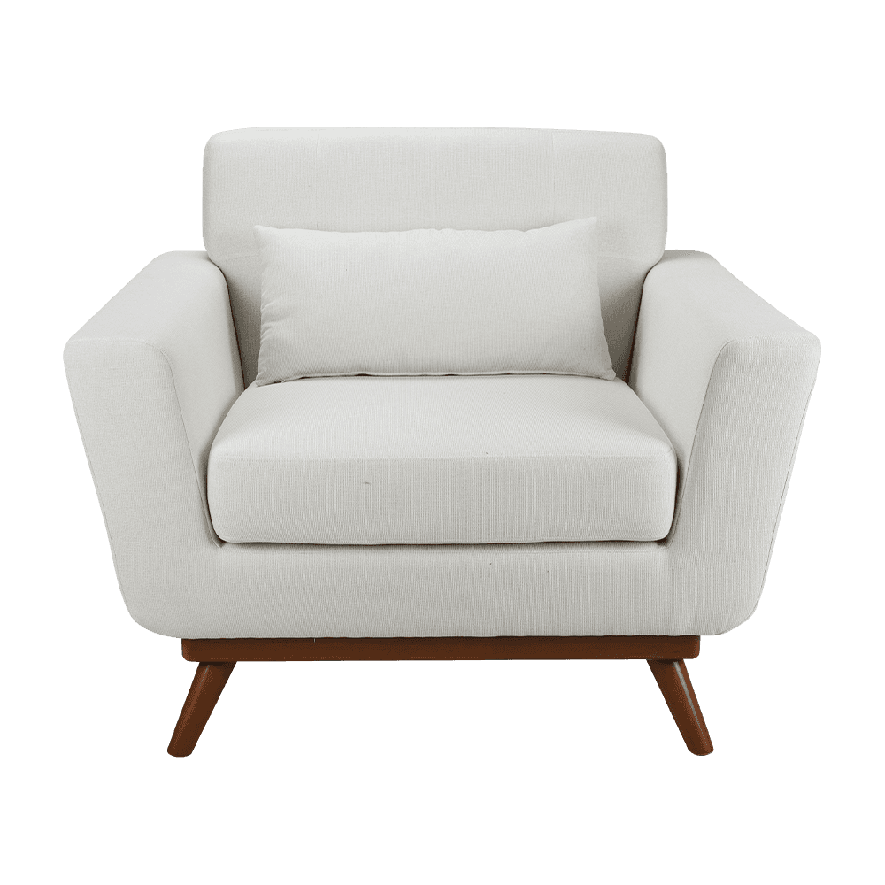 Sofá simple de tela de madera de goma