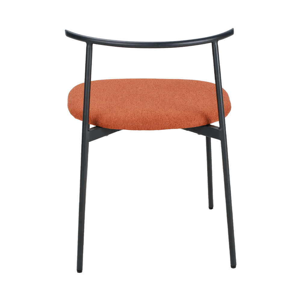 Silla de comedor de pierna de metal de espalda curva de color naranja