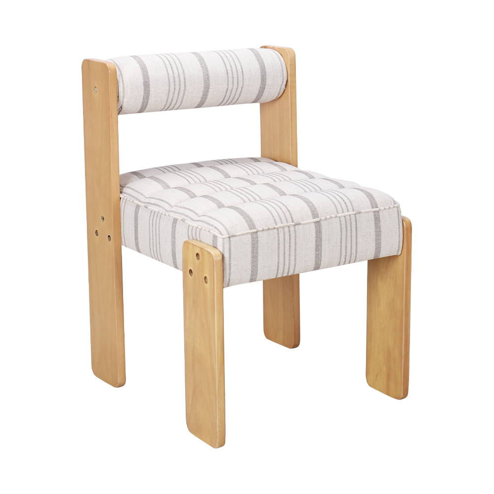 Tela blanca silla de comedor de madera maciza