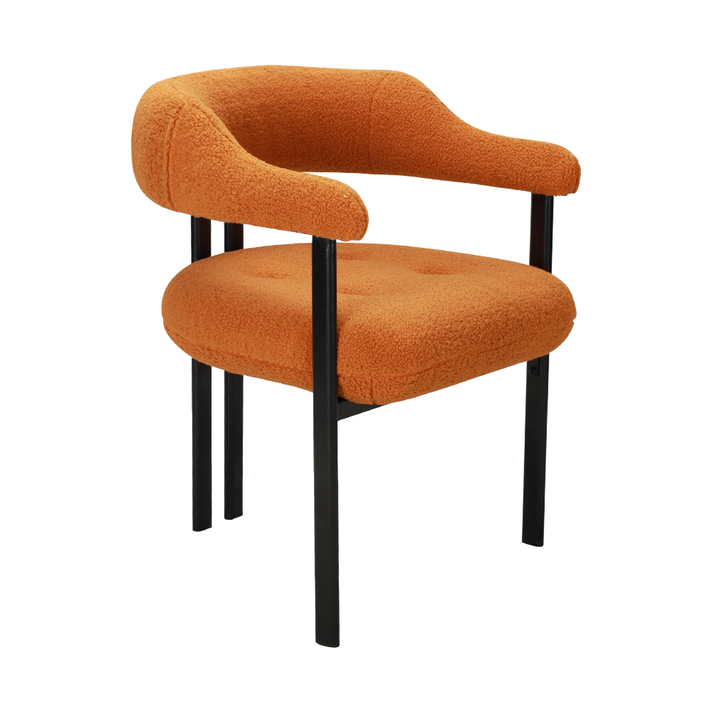 Silla de comedor de metal con cojín de tela