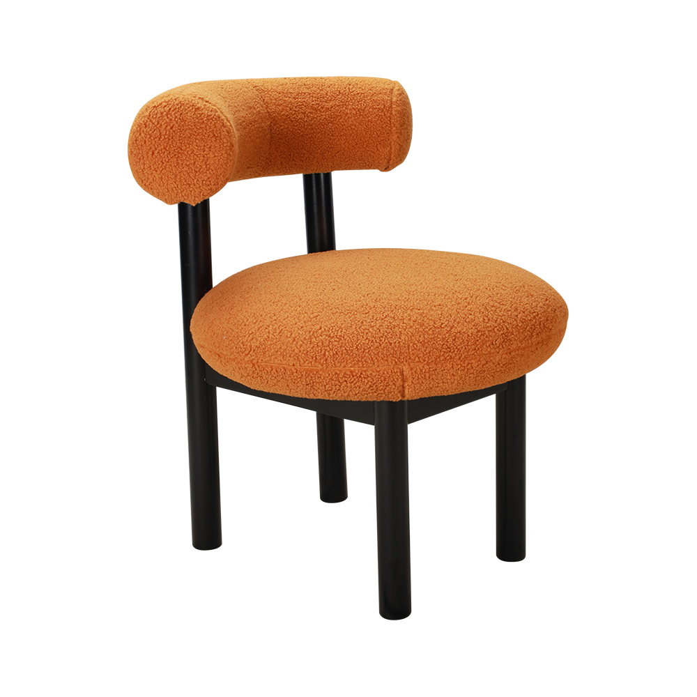 Silla de comedor de madera maciza acolchada redonda